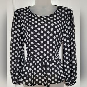 🆕️ NWT Express b&w polka dot peplum top, sz M